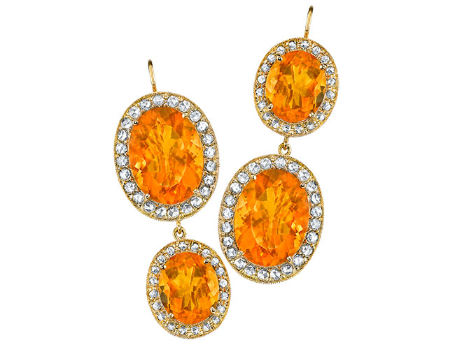 Oval fire opal earrings from Andrea Forman