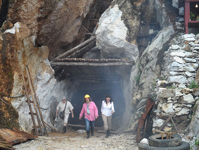 Leaving a blasted mine in Burma
