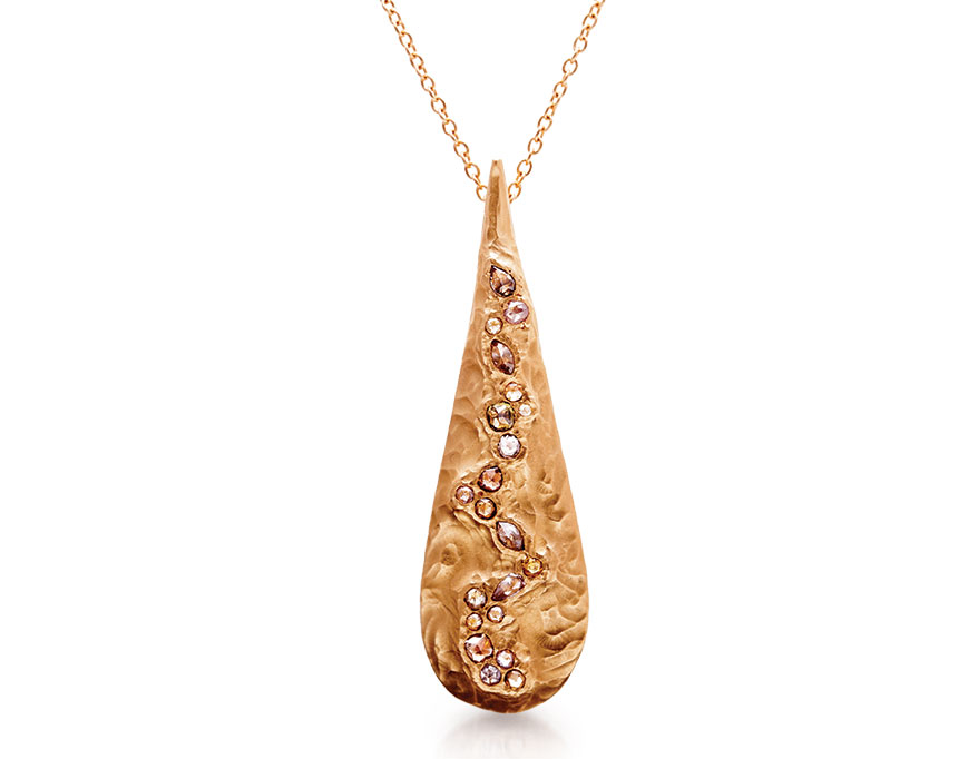 Rebecca Overmann 14K yellow gold pendant necklace with rose-cut diamonds