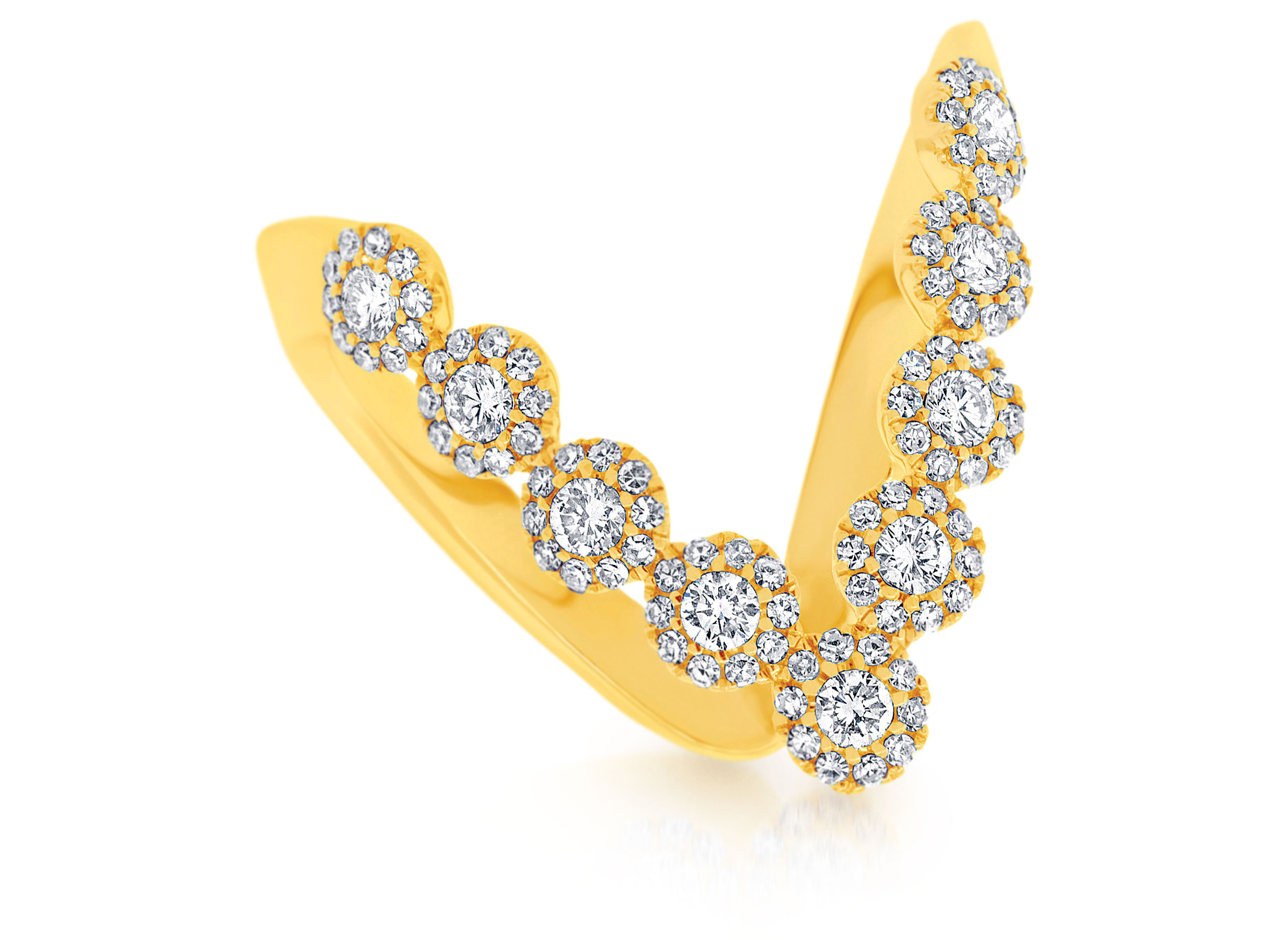 Shy Creation 14K yellow gold ring with diamonds
