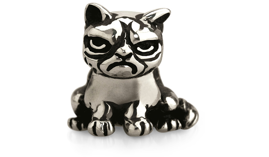Grumpy Cat sterling silver bead