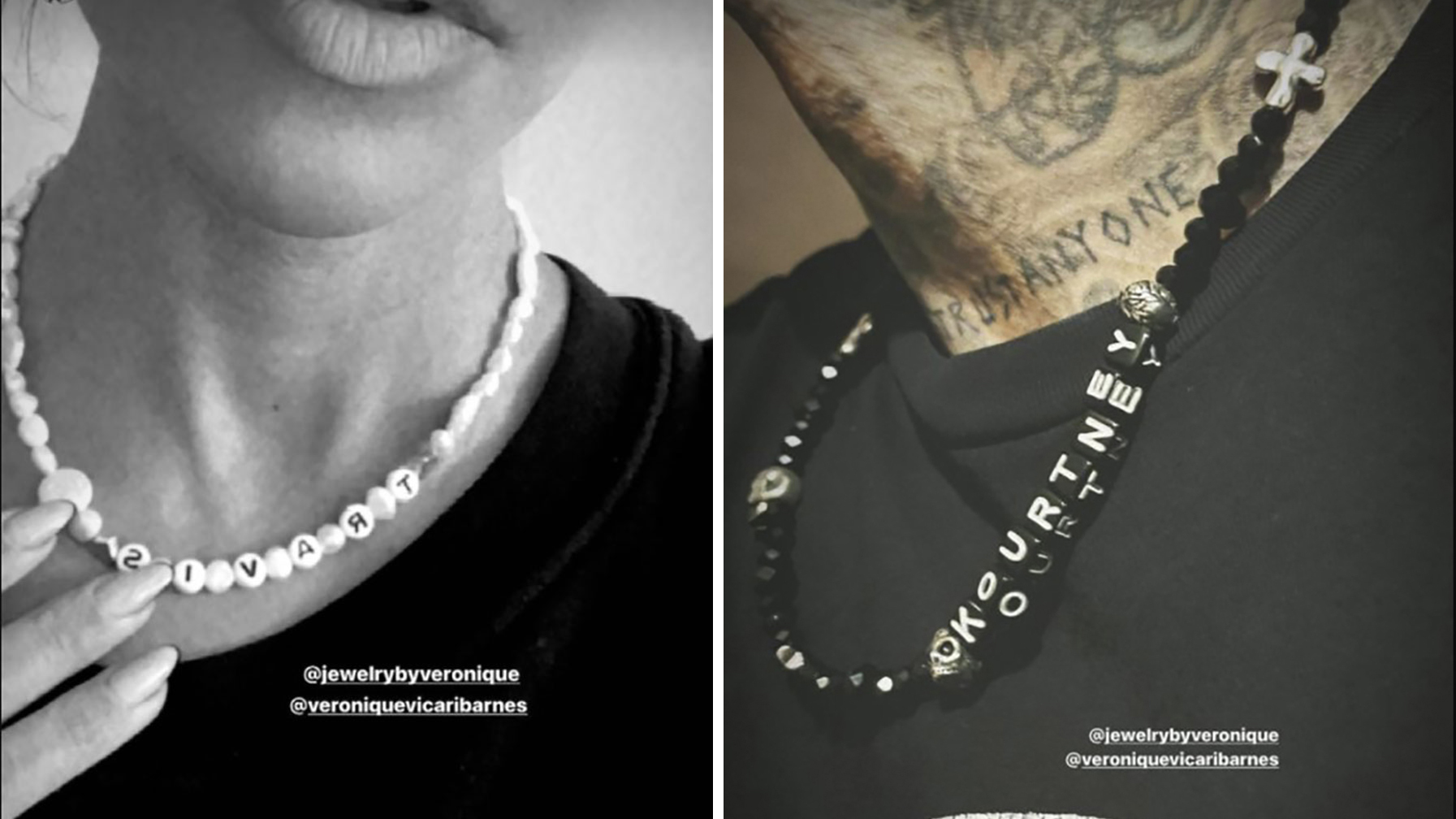 Kourtney Kardashian and Travis Barker Debut Custom Beaded Name Necklaces: Judge the Jewels