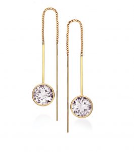 Janis Savitt thread earrings in 18K yellow gold and crystal quartz