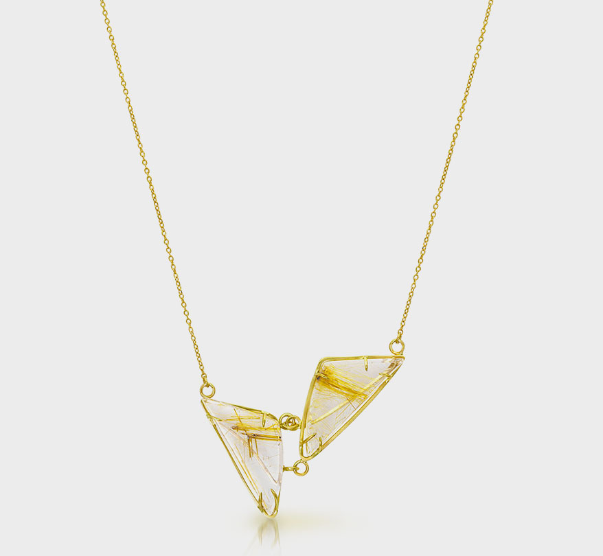 Enji Studio Jewelry 14K gold necklace with rutilated quartz