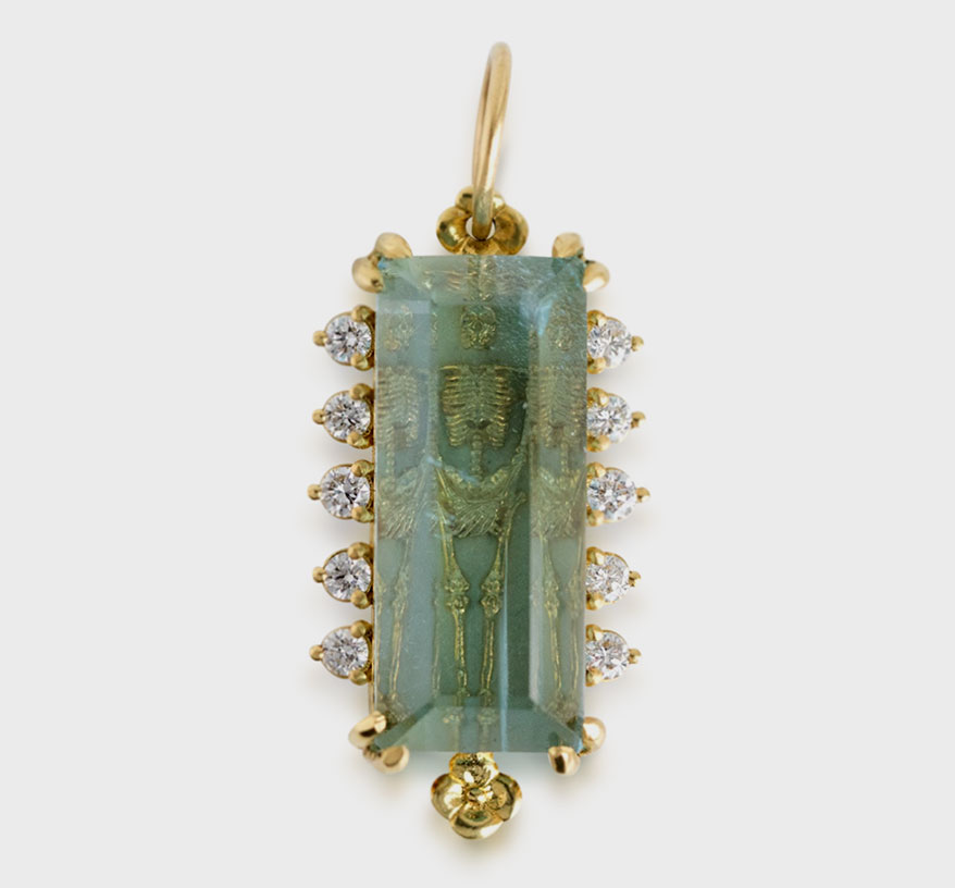 Erica Molinari 18K yellow gold pendant with aquamarine