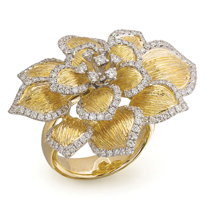 JYE International 18K yellow gold flower ring