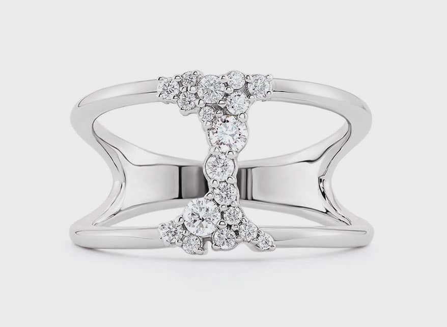 Stuller 14K white gold is Stuller’s negative space ring with lab-grown diamond