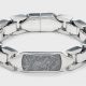 WiIliam Henry Meteorite Identity sterling silver bracelet with centerpiece inlaid with Gibeon meteorite and button lock with sapphire