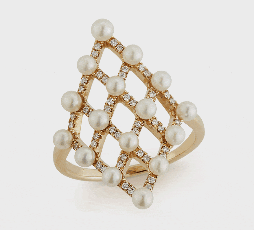 Dana Rebecca Designs 14K yellow gold ring with pearls