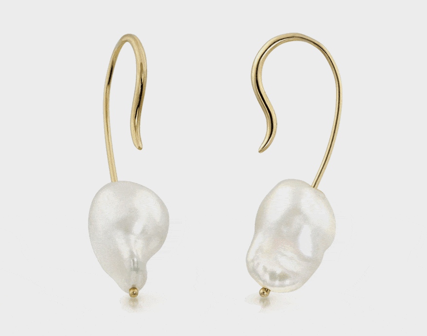 White/Space 14K yellow gold earrings with pearls