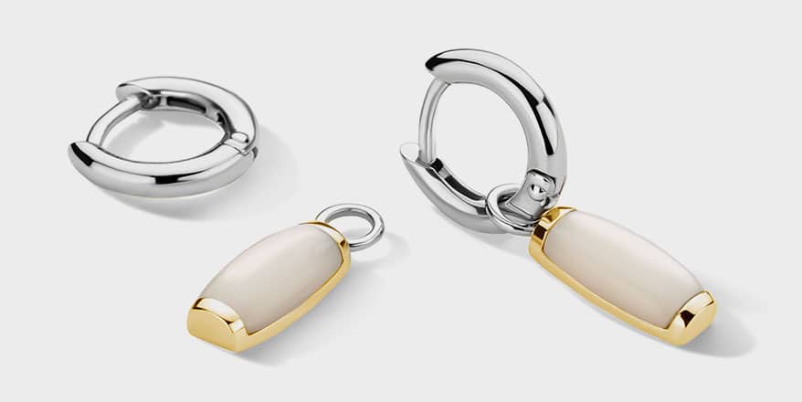 Ti Sento - Milano Silver earrings with 14K yellow gold and mother of pearl