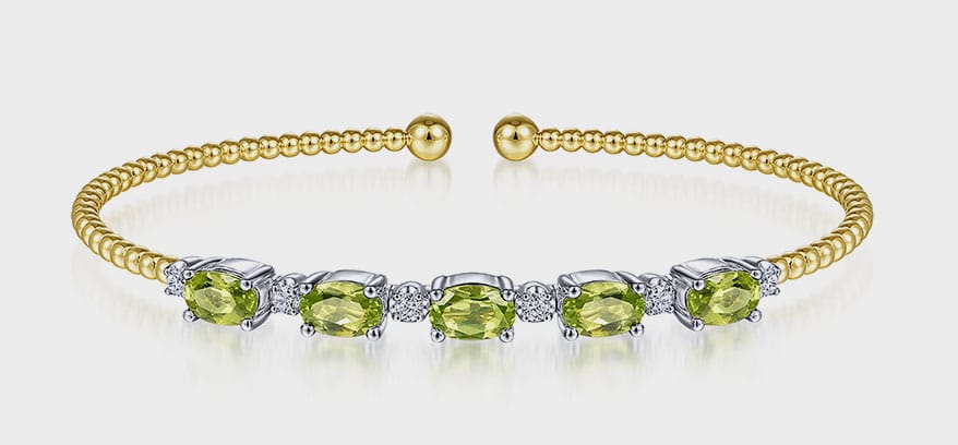 Gabriel & Co. 14K yellow gold bracelet with peridot and diamonds