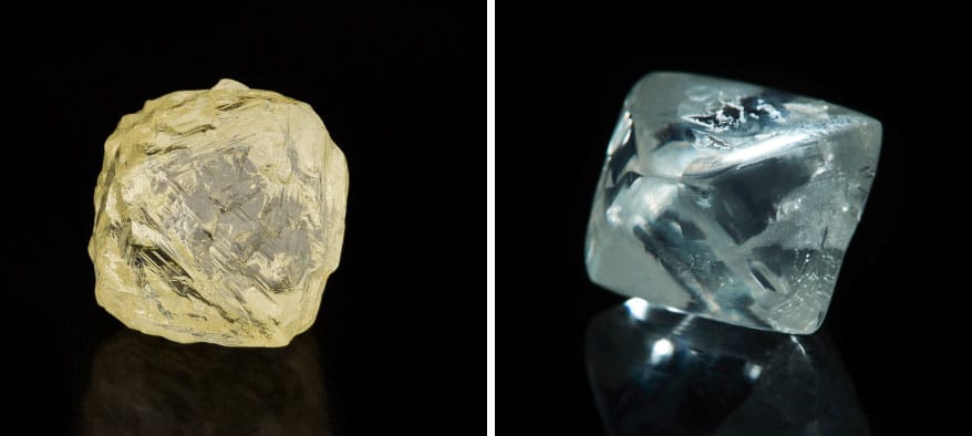 Diavik Helios and 26 carat white gem quality rough Argyle diamond