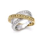 JYE Two-toned 18K gold crossover ring