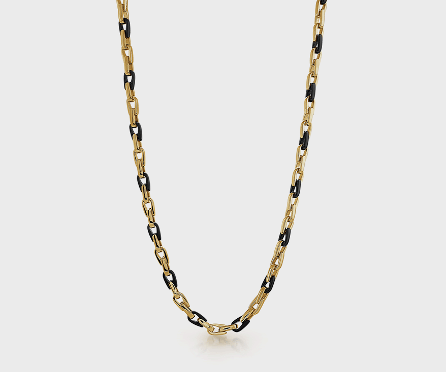 Italgem Steel Gold and black ion plated stainless steel necklace.