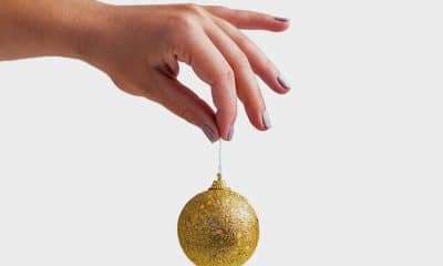 Hand holding Christmas ball