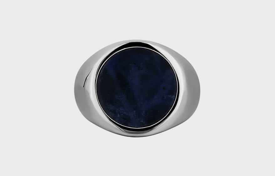 Excliv by Chic Ptistachio Sterling silver ring with blue vein stone. 