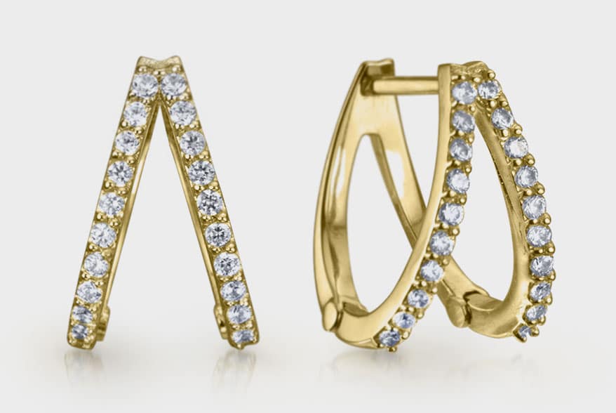 Lafia Jewellery 14K yellow gold earrings with diamonds.