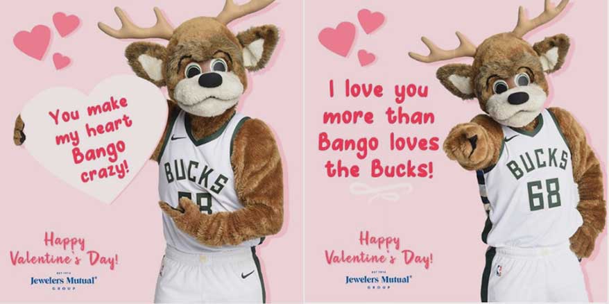 The Bucks and Jewelers Mutual are offering a customizable digital valentine that Bucks fans can send to loved ones for Valentine’s Day.