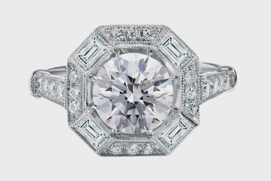 Nicole Rose Platinum set old-mine-cut diamond ring.