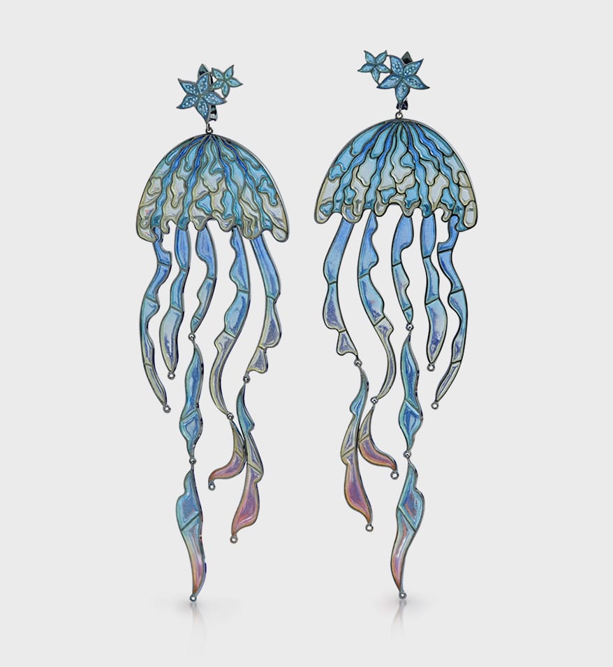 Lydia Courteille earrings in 18k yellow gold with enamel