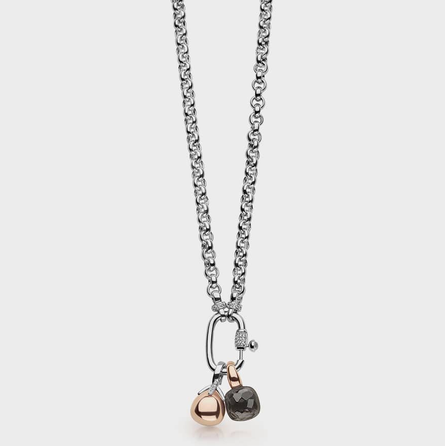 TI SENTO-Milano  Rhodium-plated sterling silver necklace with charms.