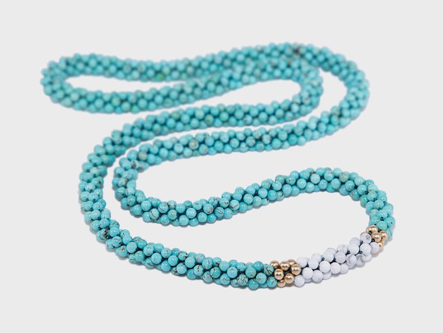 Park & Lex Necklace with turquoise, howlite, and gold-filled beads.