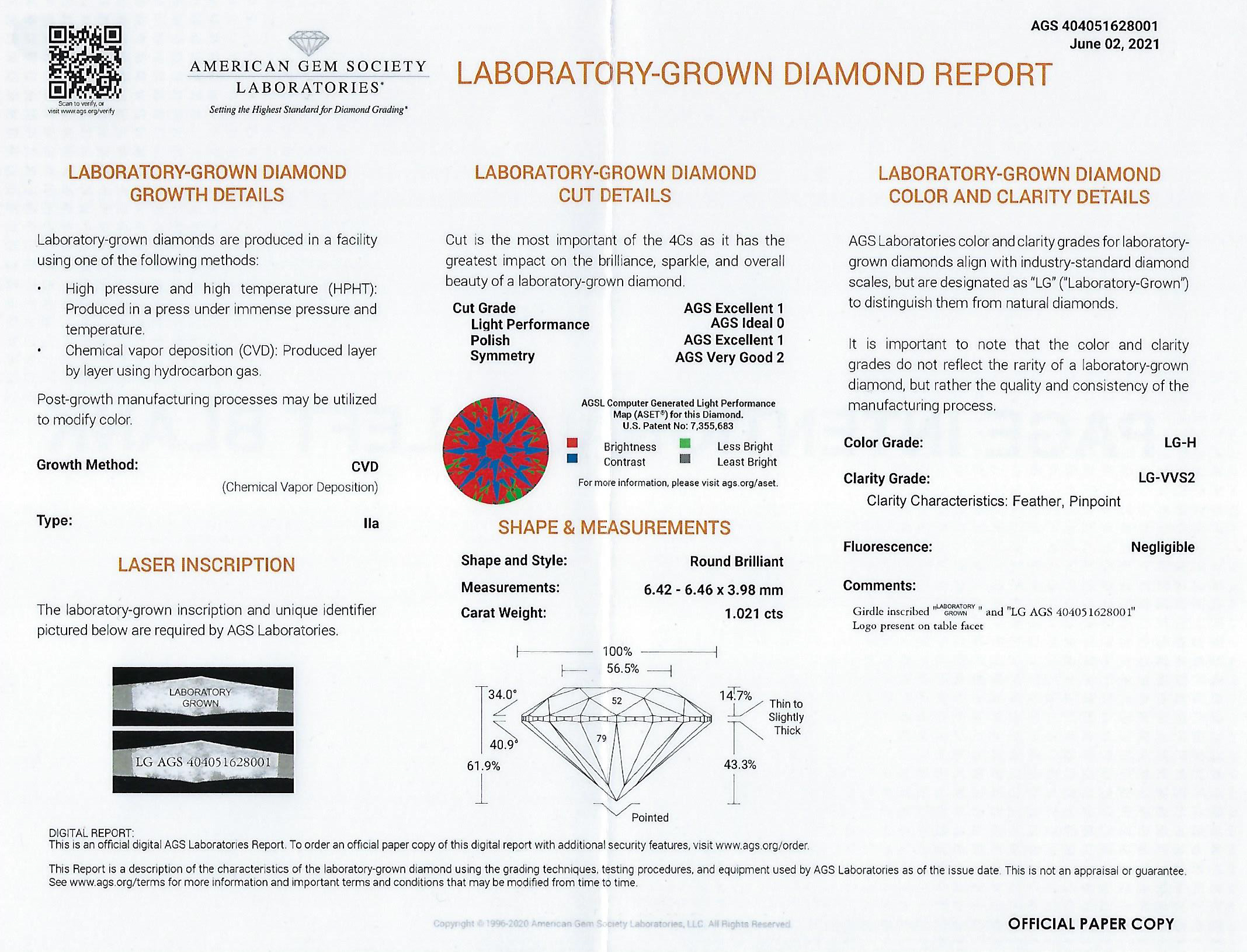 AGSL lab-grown diamonds report