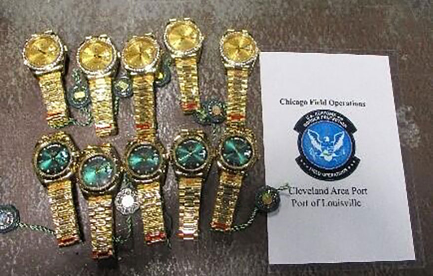 Counterfeit watches and jewelry were seized in Louisville, KY.