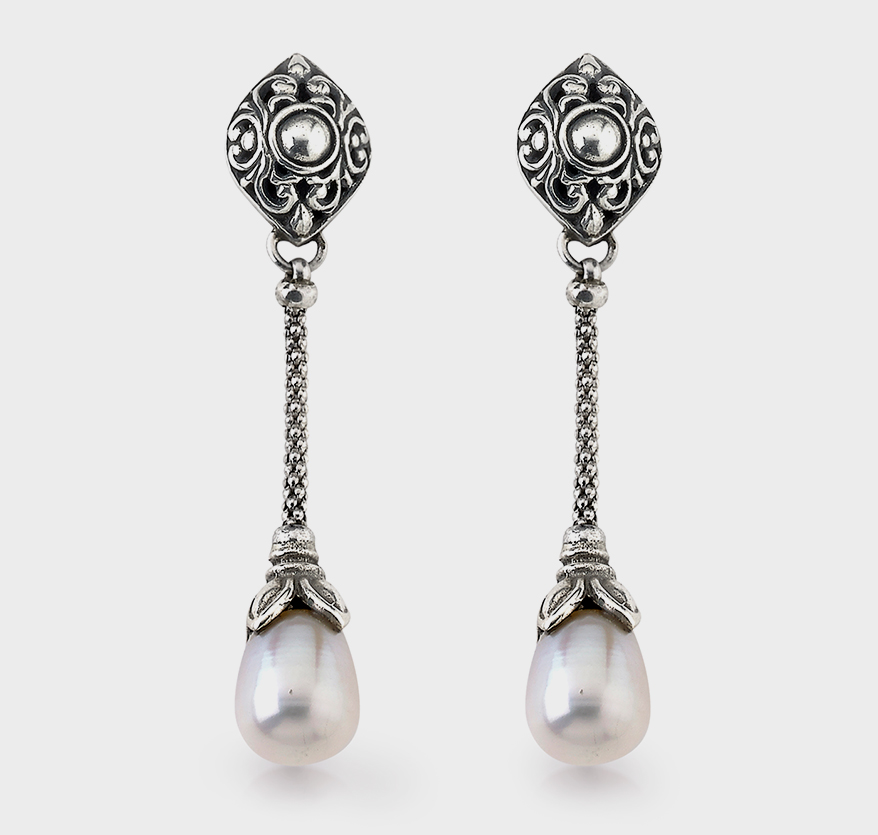 Samuel B. Sterling silver earrings with pearls.