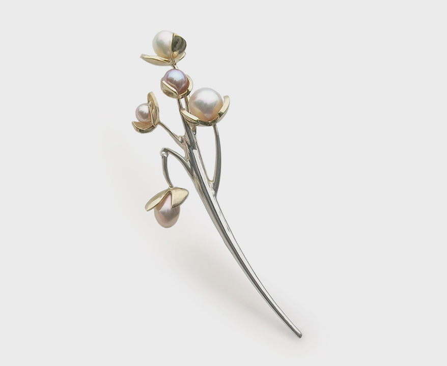 Gwen Barba 14K yellow gold and sterling silver brooch