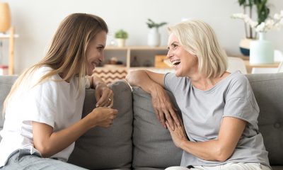 mother and daughter happily talking