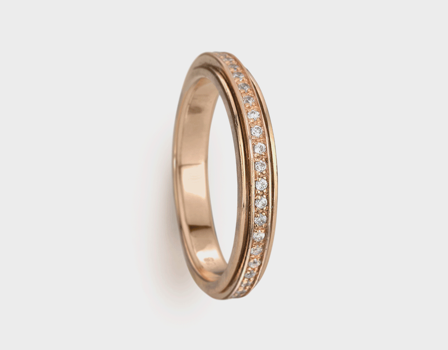 MeditationRings 14K rose gold vermeil over sterling silver ring with CZ spinning band.