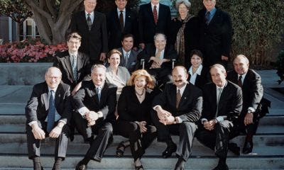 The GIA Board of Governors in 2006 with Chair Helene Fortunoff (bottom row, center). Top row, standing: William Cottingham, Ralph Destino, Glenn Nord, Nancy Brewer, Roland Naftule. Second row seated: George Rossman, Matt Stuller, Richard T. Liddicoat. Third row seated: Susan Jacques, Anna Martin, Michael Kazanjian. Front row, seated: Sheldon Kwiat, Eli Haas, Helene Fortunoff, William Boyajian and Lee Berg.