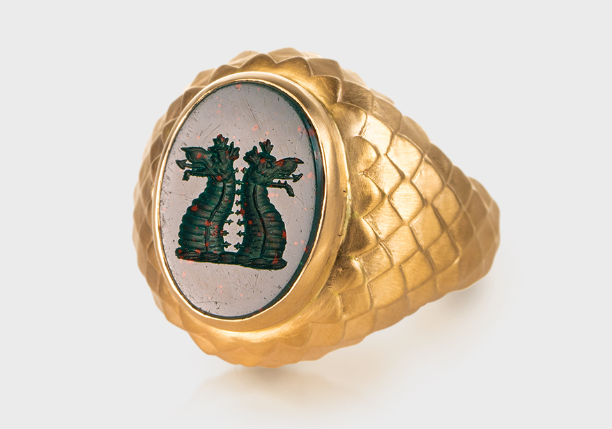Seal and Scribe  14K yellow gold ring