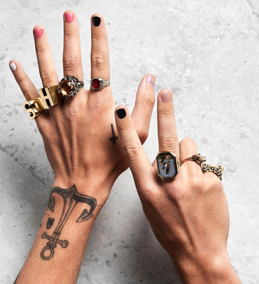 Noted Jewelry Lover Harry Styles Levels Up with Antique Micromosaic Ring