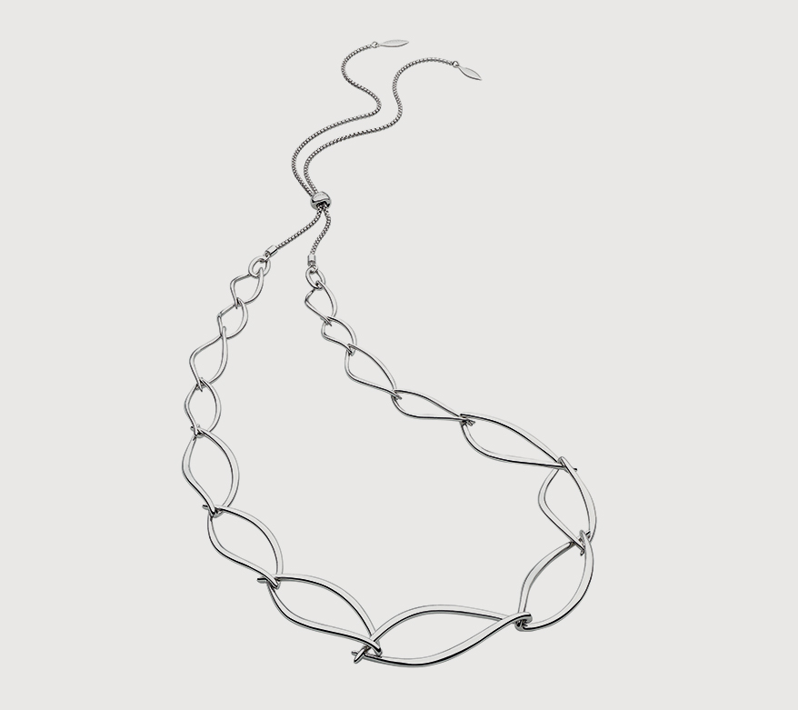 Rhodium-plated sterling silver necklace.