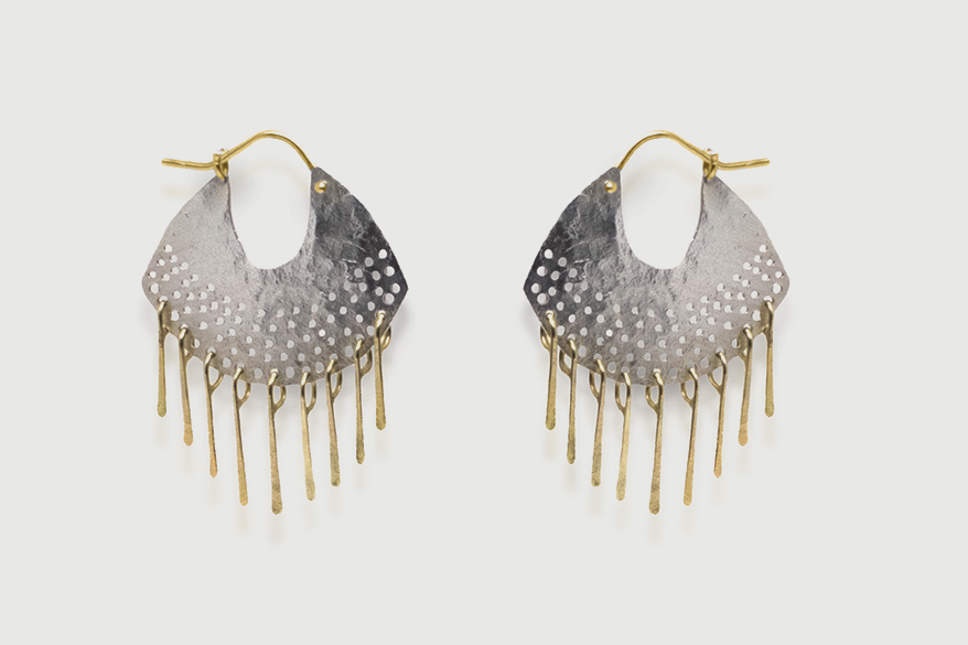 Sterling silver earrings with 18K yellow gold.