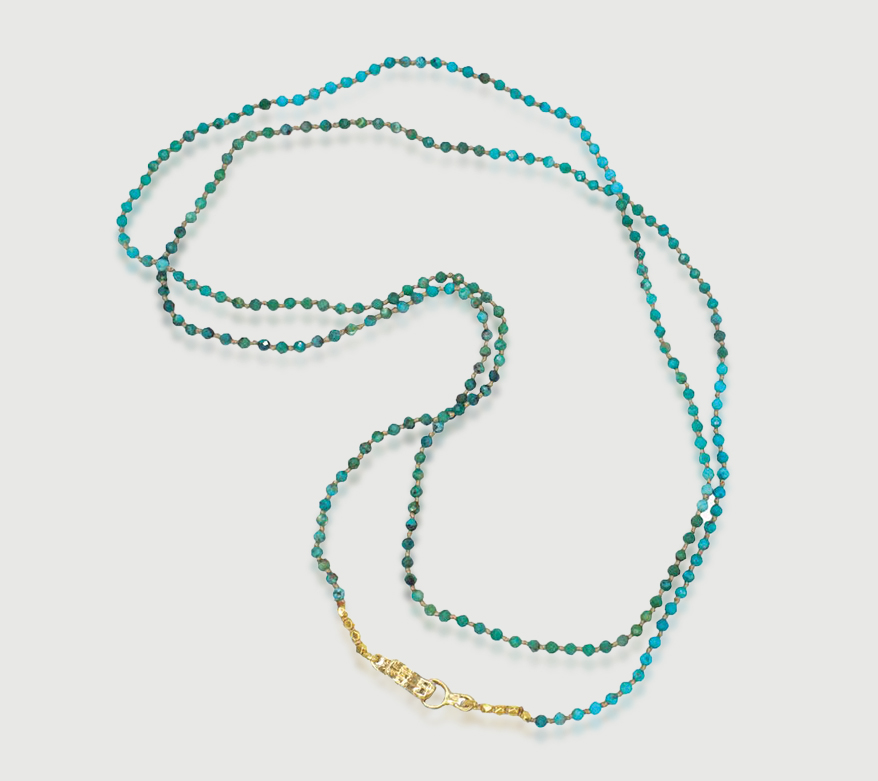 Karen Karch Turquoise and 18K yellow gold beads with 10K yellow gold clasp.