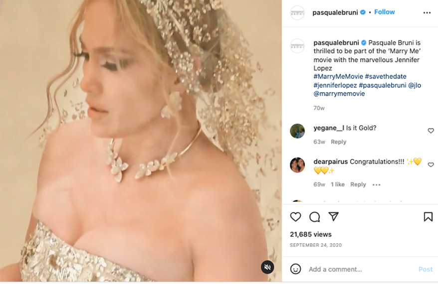 Jennifer Lopez in a close up on Pasquale’s page