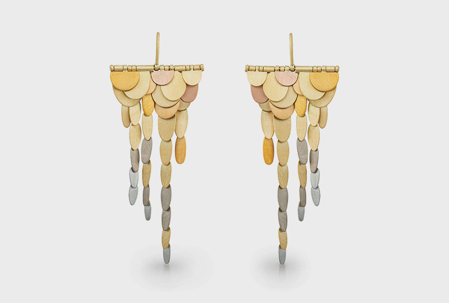 18K, 22K and 24K yellow, rose and white gold earrings with platinum.