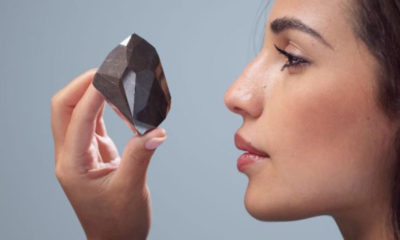 The largest cut diamond in the world, the Enigma, a 555.55-carat black diamond, has sold at Sotheby's. Image: Sotheby's