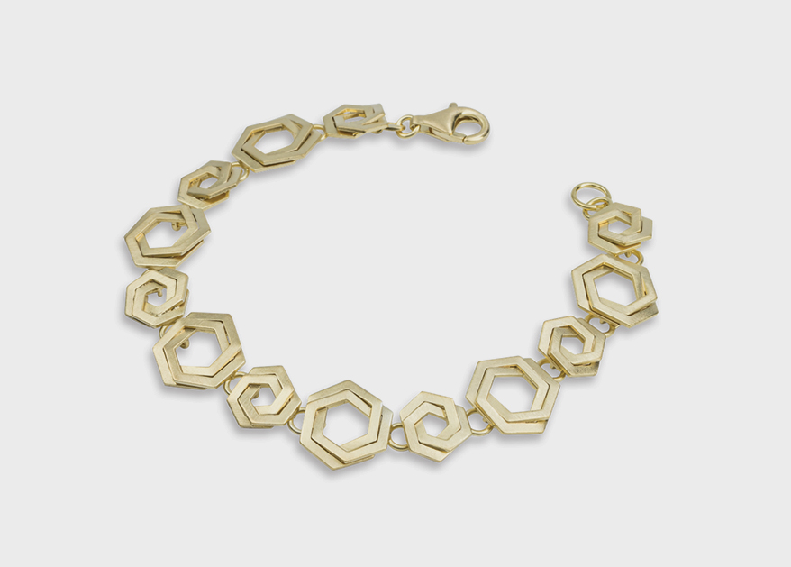 Kelim Jewelry Design Bee Mine hex bracelet in vermeil