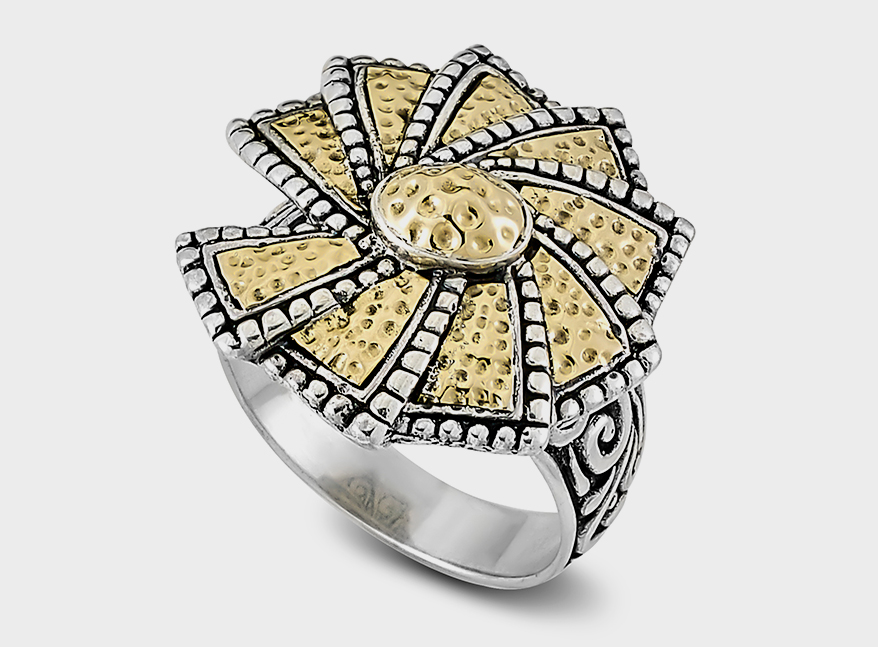 Samuel B Sterling silver ring with 18K yellow gold.