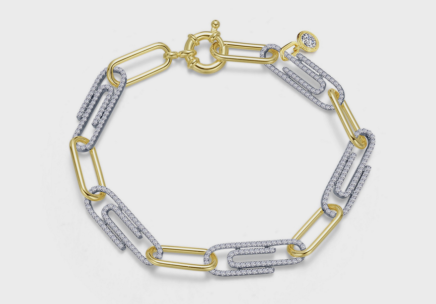 Lafonn Platinum-bonded sterling silver and gold bracelet with simulated diamonds