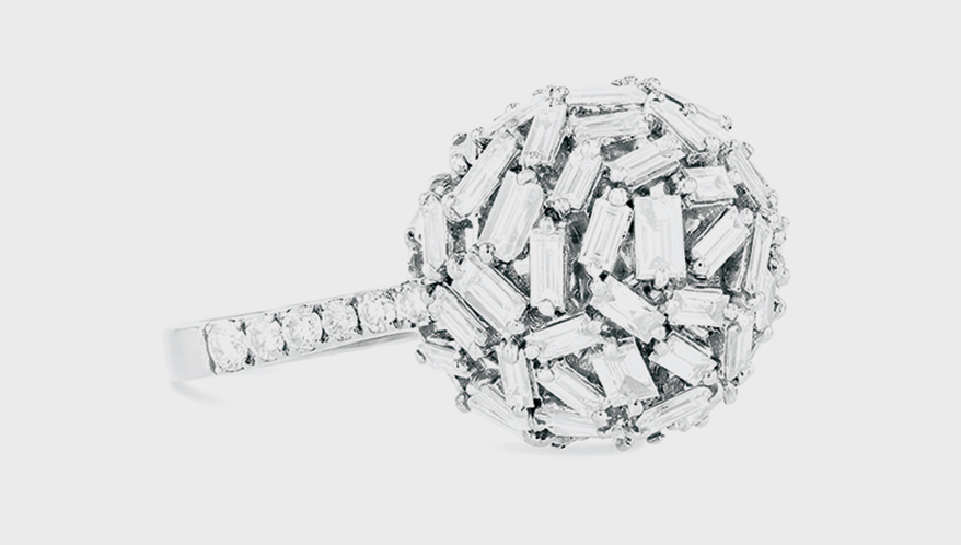 Suzanne Kalan  18K white gold diamond ball ring