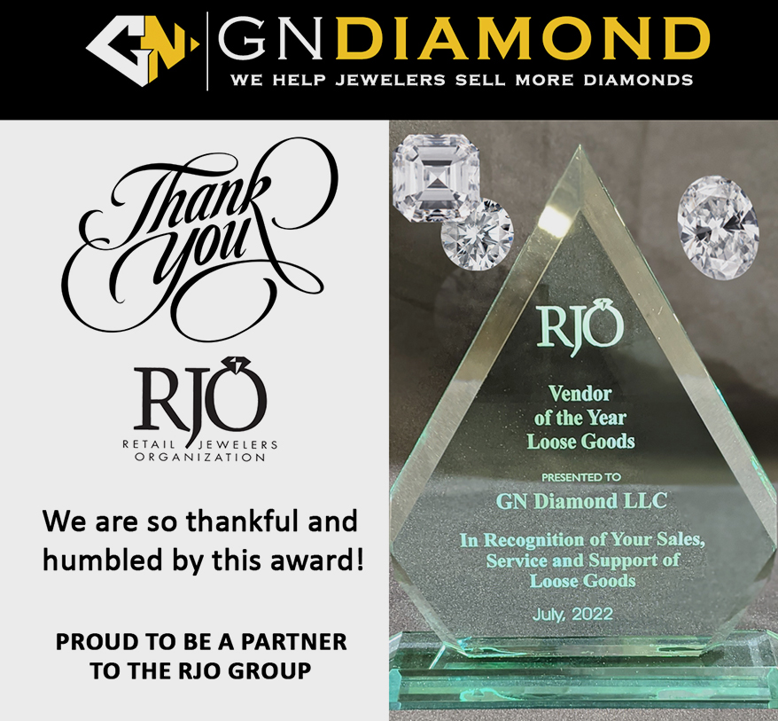 GN Diamond named 2022 RJO Vendor of the Year for Loose Goods, 2nd Year in a Row