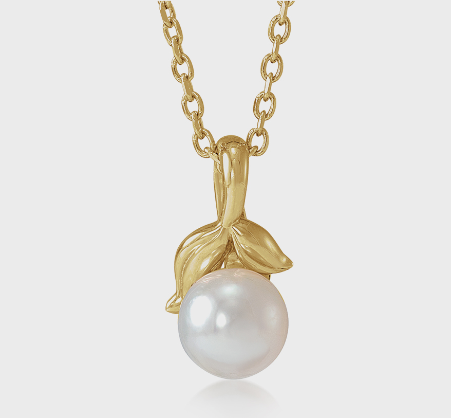 Stuller  14K yellow gold necklace with Akoya pearl.