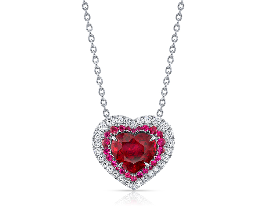 Necklace in platinum with rubies and diamonds, Omi Privé
