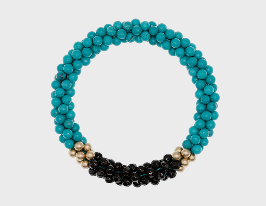 Park & Lex  Bracelet with turquoise, black onyx, and 14K yellow gold-filled beads.